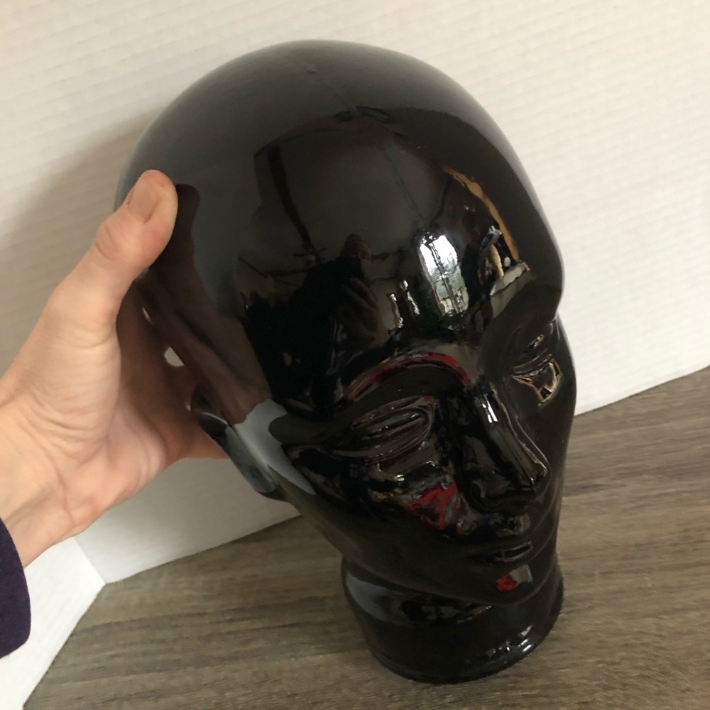 Vtg Black Glass Mannequin Head - Picture 8 of 15